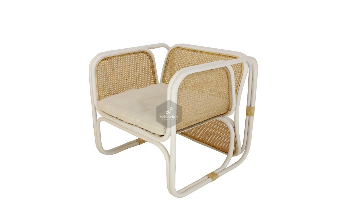 Fanie Rattan Arm Chair White